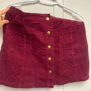Button up maroon mini-skirt